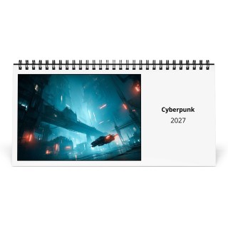Cyberpunk 2027 Desk Calendar