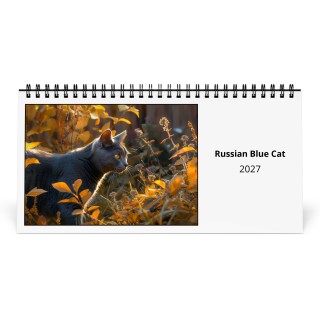 Russian Blue Cat 2027 Desk Calendar