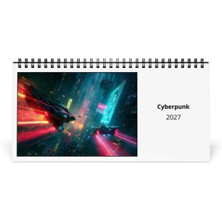 Cyberpunk 2027 Desk Calendar