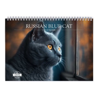 Russian Blue Cat 2024 Wall Calendar