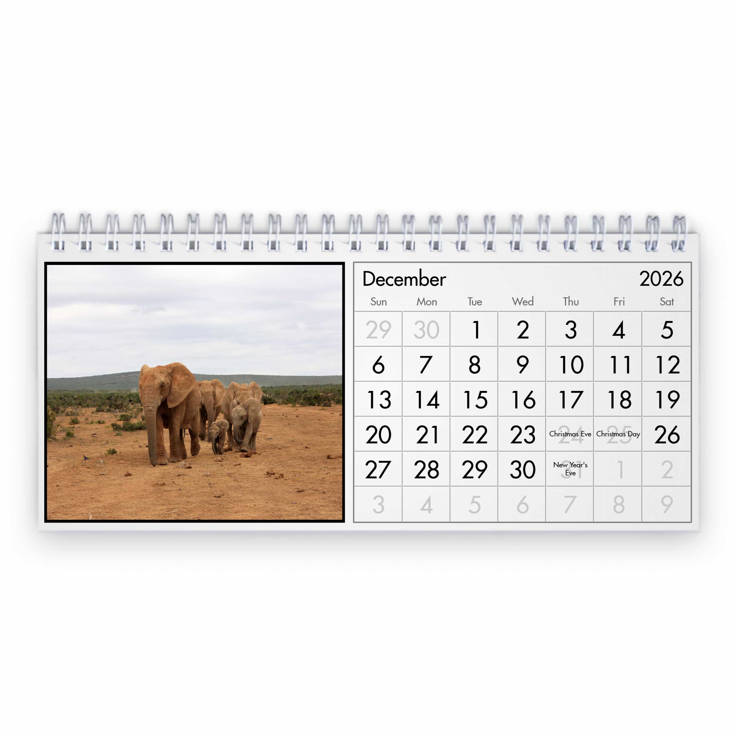 象 2026 年卓上カレンダー