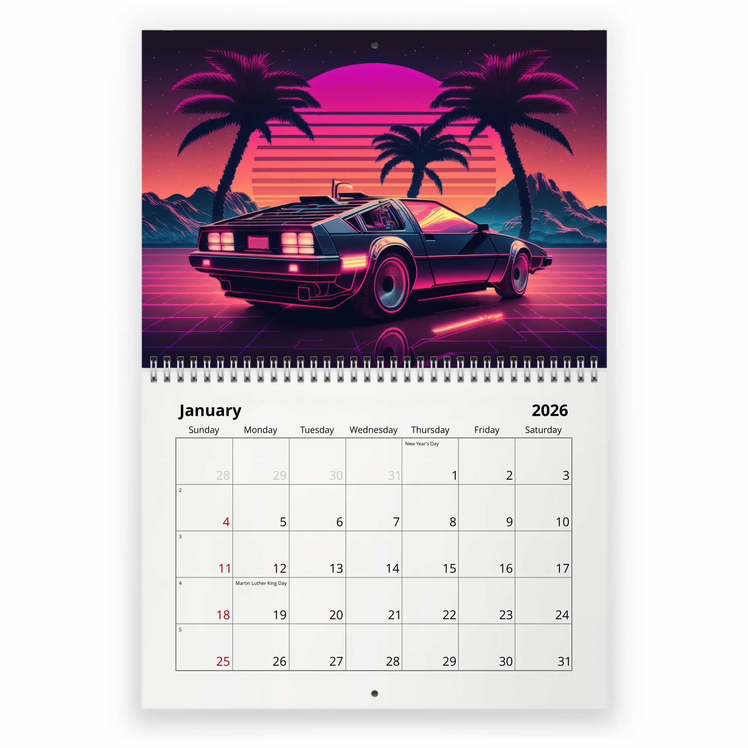 80s Retro 2026 Wall Calendar