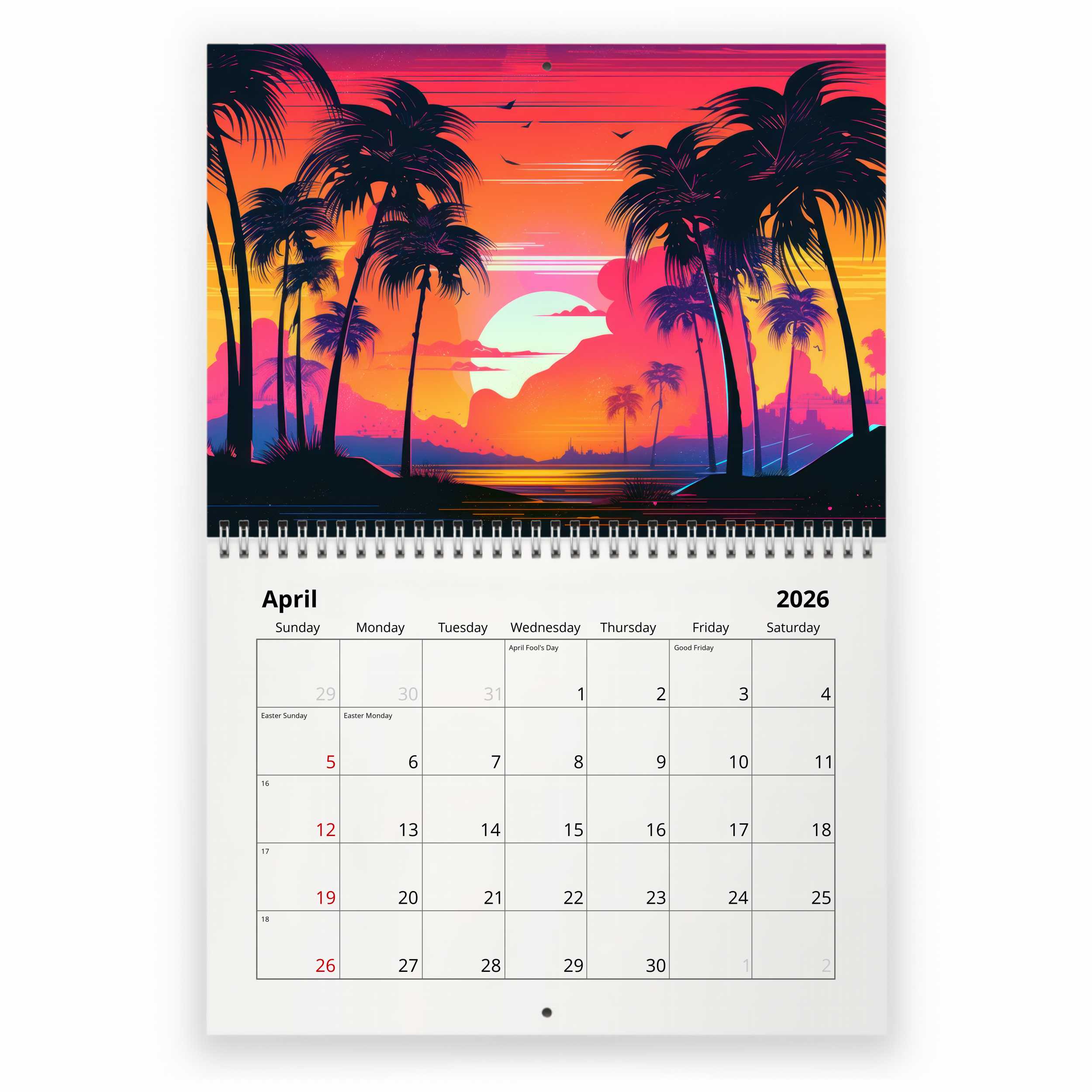 80s Retro 2026 Wall Calendar