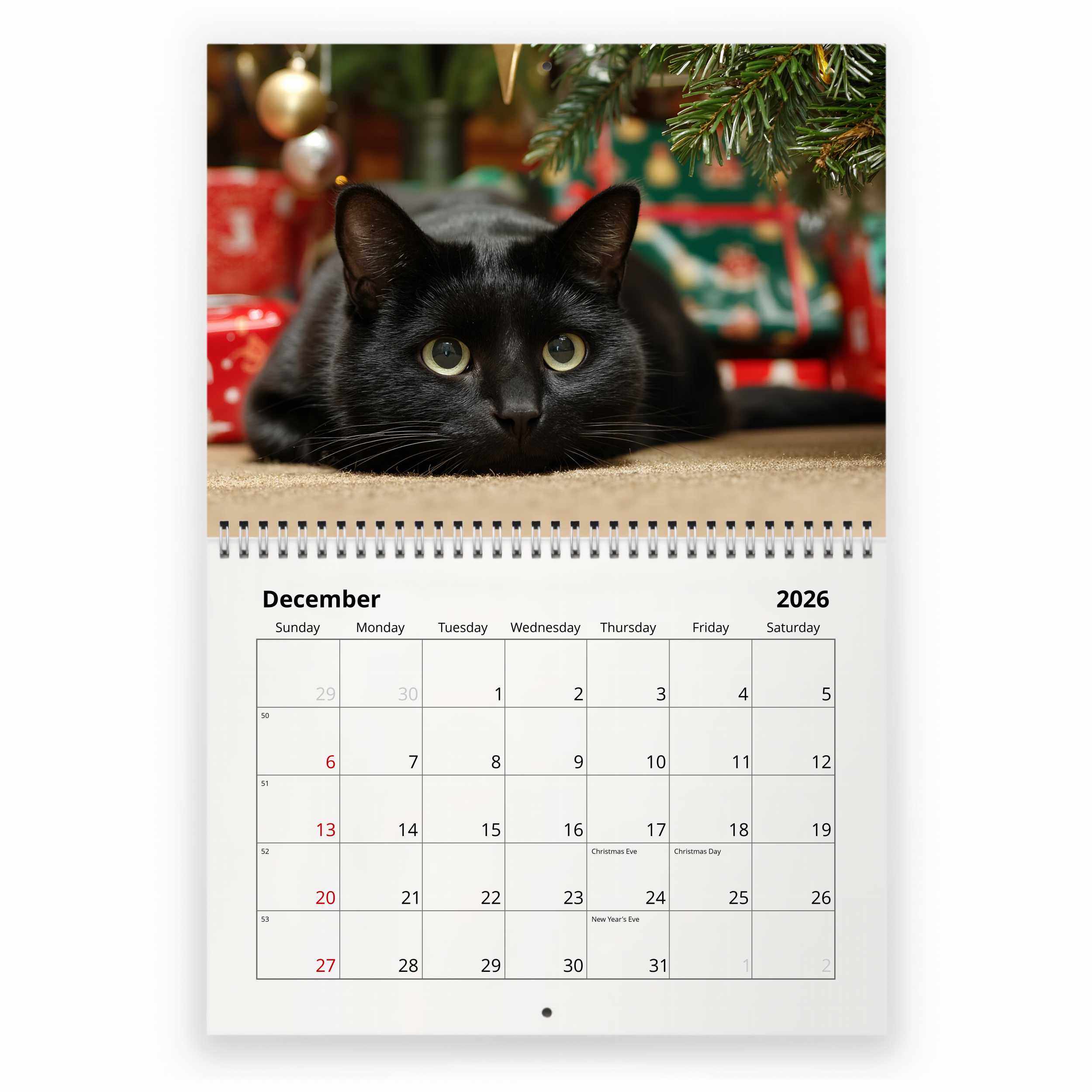 Calendario De Gatos Divertidos 2026 / Planificador De Pared De 12 Meses - España